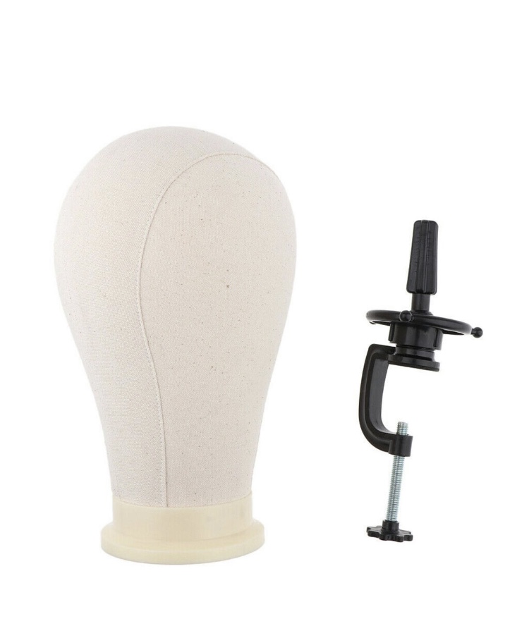 Mannequin Canvas Block Head With Adjustable Table Clamp Stand