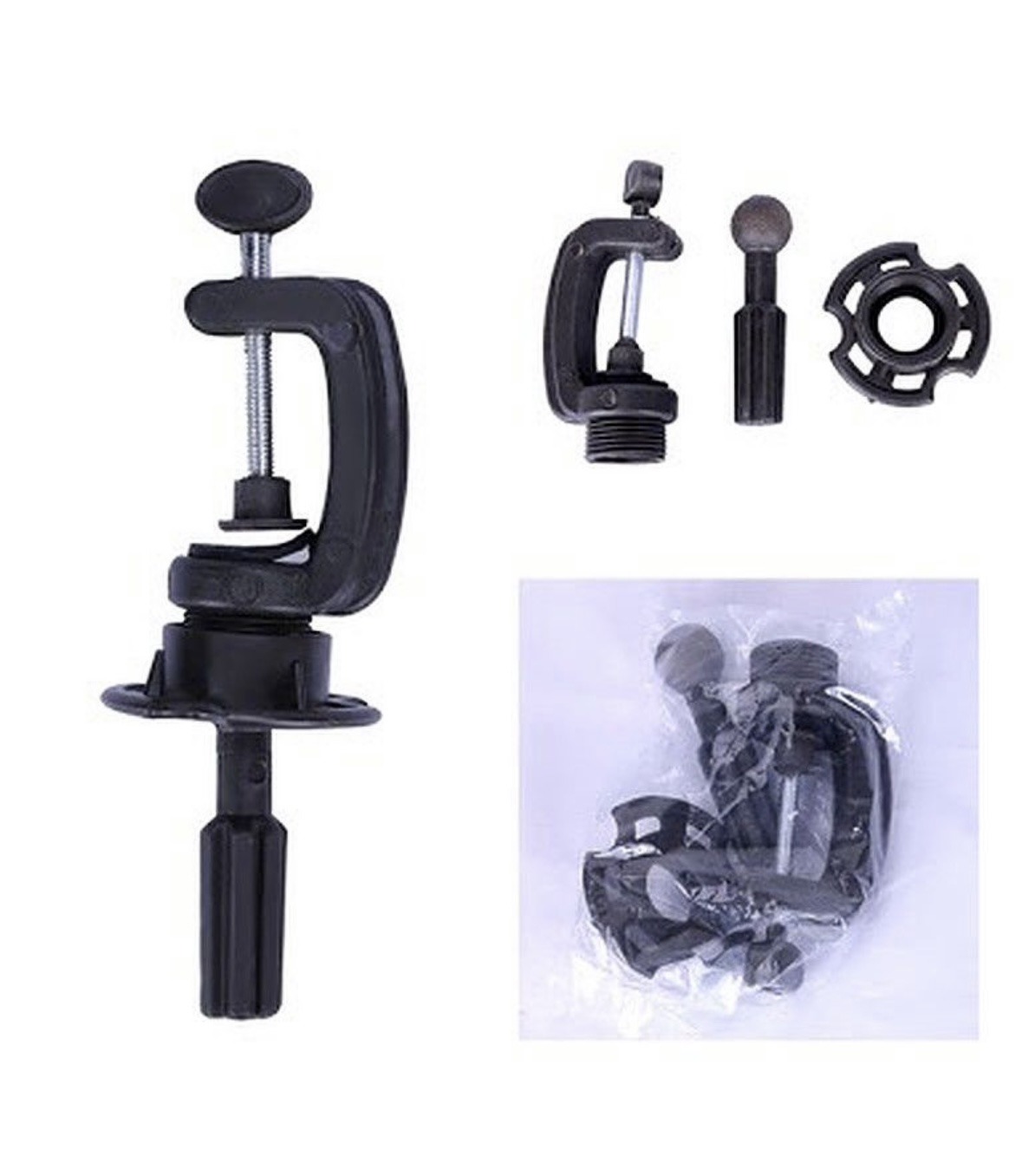 Mannequin Wig Stand Table Clamp Holder (Black) - Image 2