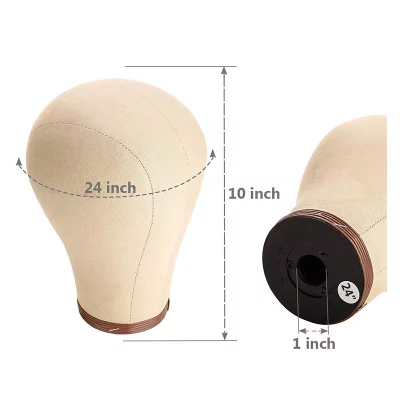 White Canvas Block Mannequin Head - Professional Wig Styling & Display Head - Image 2
